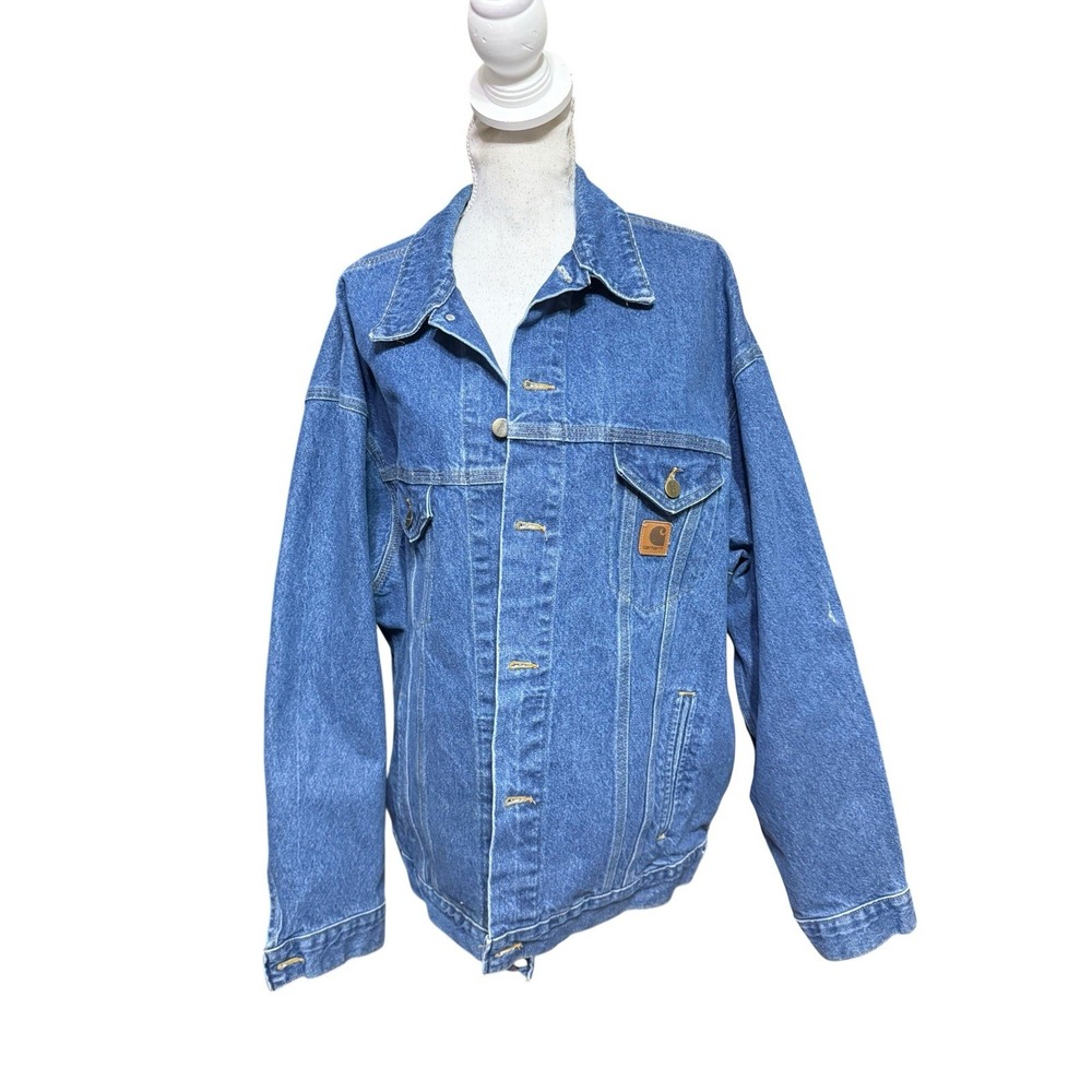 Vintage Carhartt Denim Jacket Men XLT USA Made Chore Barn Field Utility J12 DST